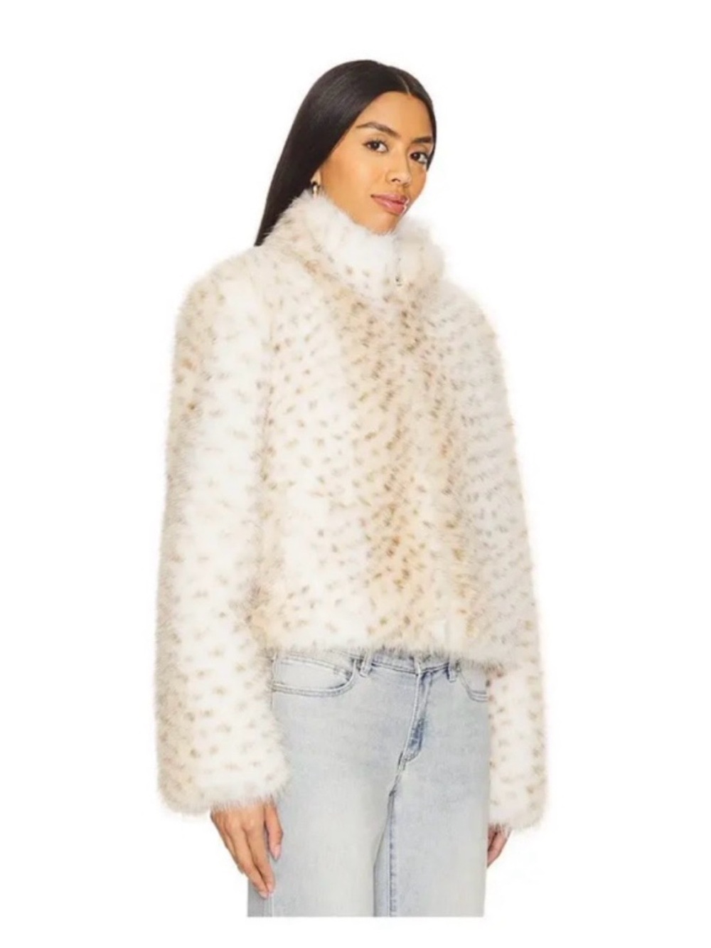 Generation Love Georgina Faux fur snow leopard jacket SZ L NEW - Picture 3 of 3